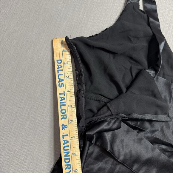 Y2K Mixit Babydoll Velvet Burn Out Cami Surplice Top Size Large Satin Bow Black - Picture 9 of 10